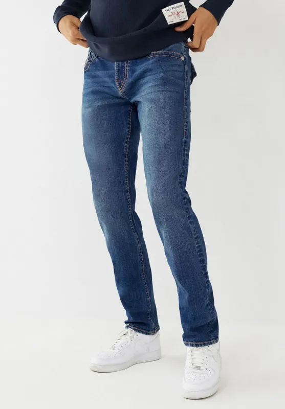 Mens True Religion Geno Big T Stitch Slim Jean Blue Cotton Denim sold by Your Style Outlet