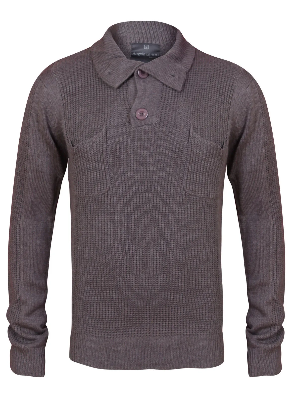 Mens Black Button Up Collared Neck Knitwear Jumper Black / Grey sold by Your Style Outlet product image thumbnail 4