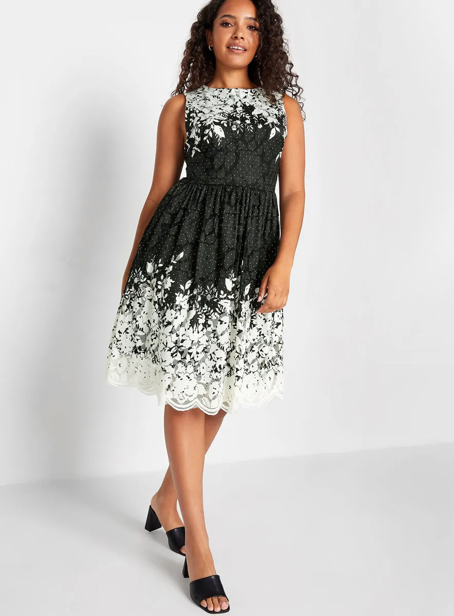 Ladies Black Lace Border Midi Dress sold by Your Style Outlet