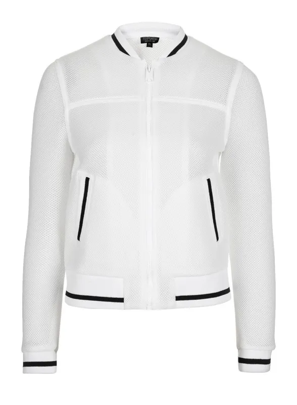 Ex Topship Stripe Rib White Black Airtex Bomber Jacket sold by Your Style Outlet