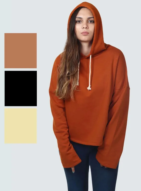 Ladies Cotton Jaama Cropped Plain Sweatshirt Hoody sold by Your Style Outlet