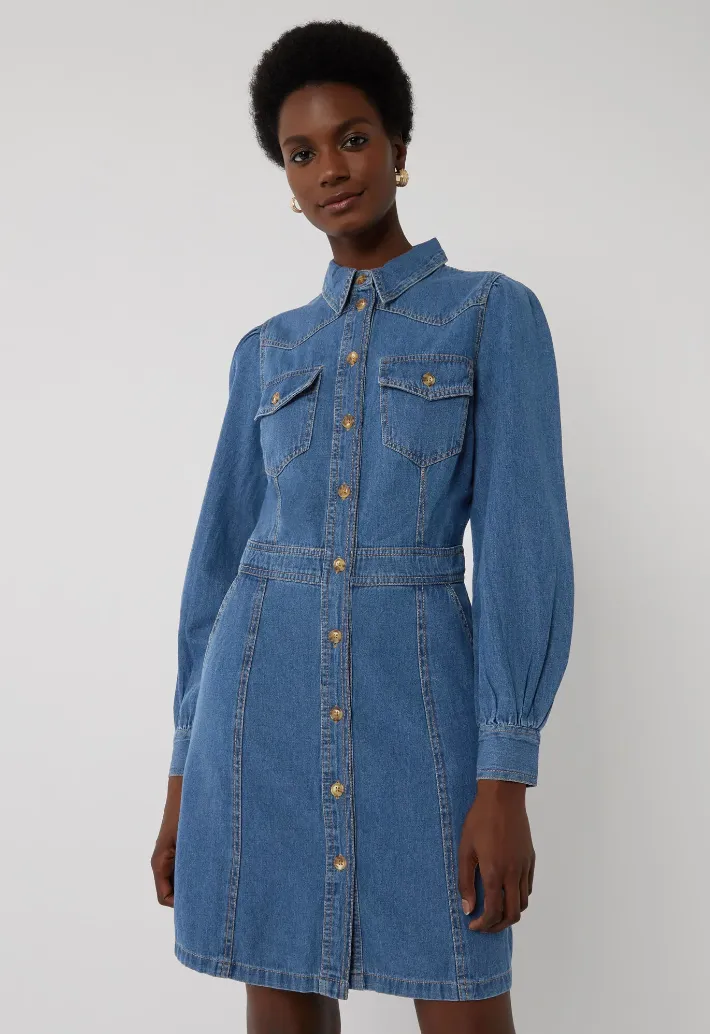 Ex Warehouse Western Mini Denim Long Sleeve Dress sold by Your Style Outlet product image thumbnail 3