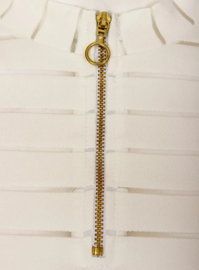 Ex Topshop Ribbed Short Sleeve Zip White Crop Top sold by Your Style Outlet product image thumbnail 2