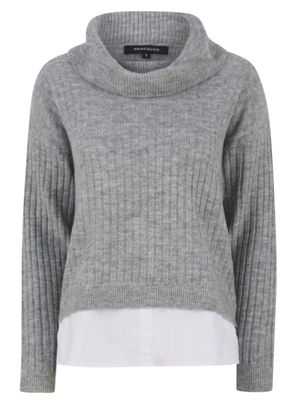Ex Peacocks Ribbed Roll Neck Jumper With Mock Shirt sold by Your Style Outlet