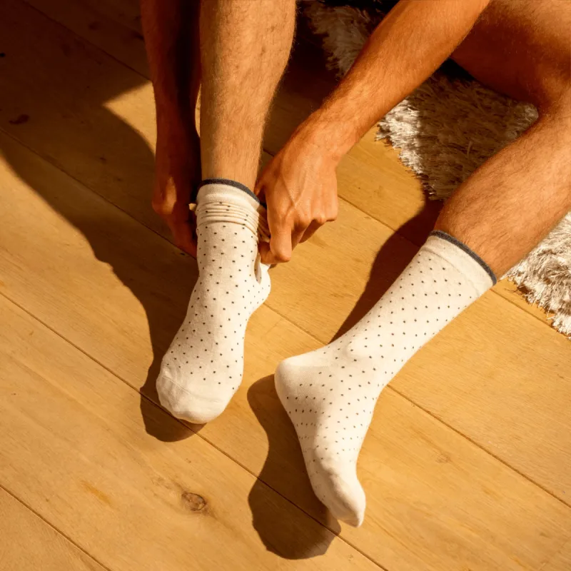Chaussettes en coton peigné Square - Ecru sold by Billybelt