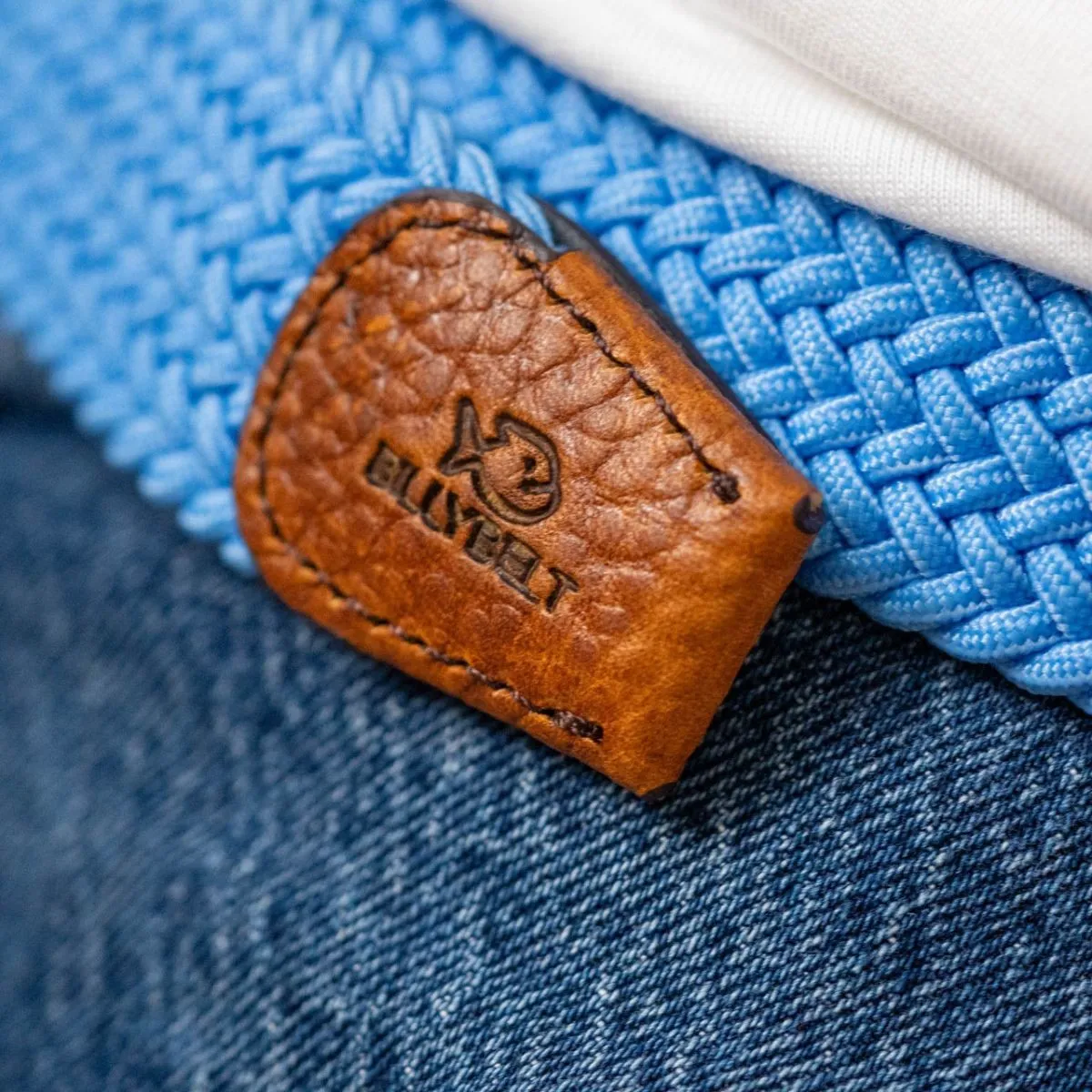 Ceinture tressée élastique unie - Bleu alaska sold by Billybelt product image thumbnail 4