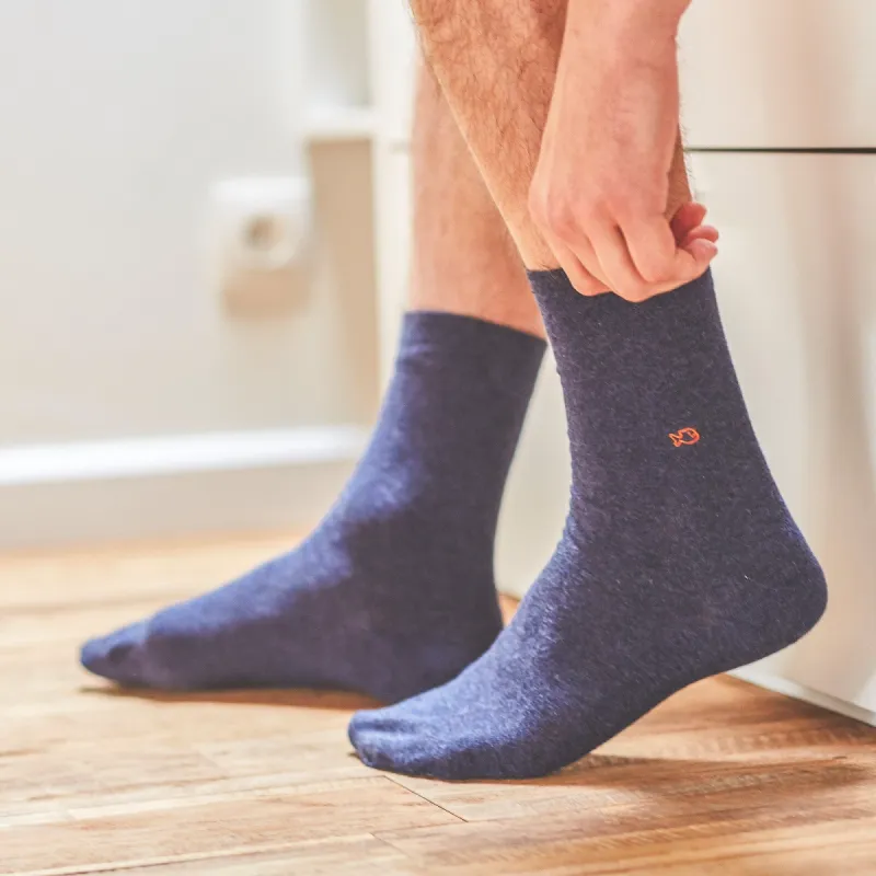 Chaussettes en coton peigné Unies - Bleu chiné sold by Billybelt
