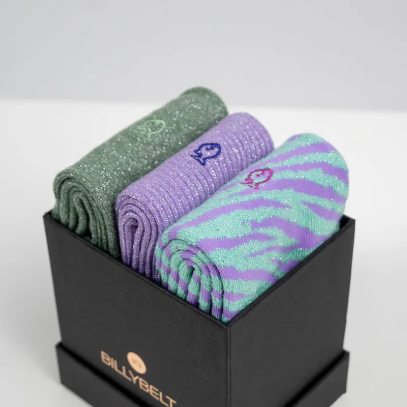 Coffret 3 chaussettes Vert et violet sold by Billybelt