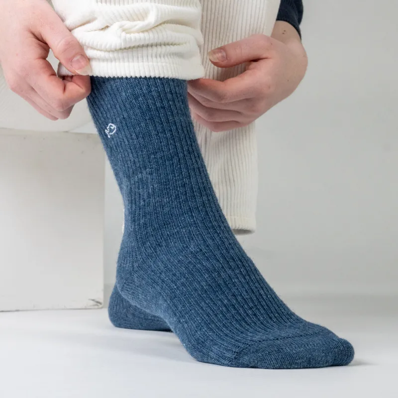 Chaussettes en laine avec angora Bleu chiné sold by Billybelt