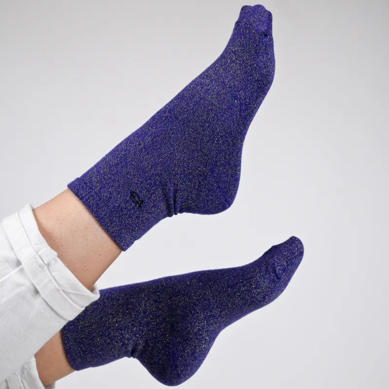 Chaussettes pailletées en coton peigné Unies - Violet sold by Billybelt