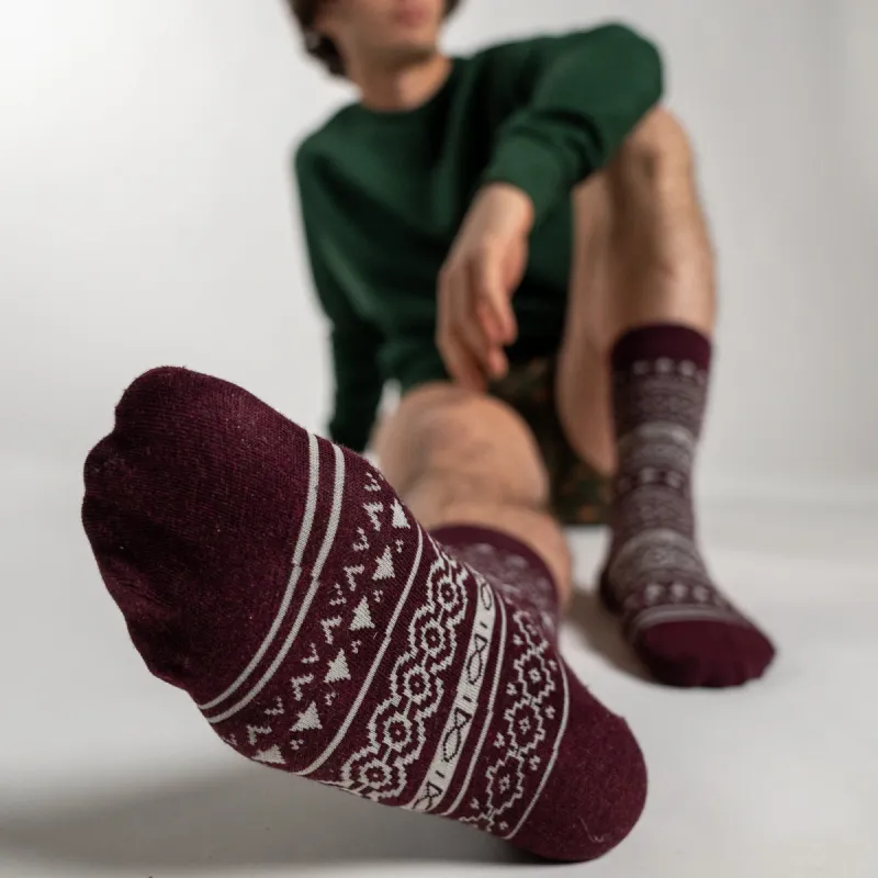 Chaussettes en coton peigné jacquard - Bordeaux sold by Billybelt