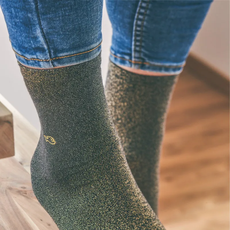 Chaussettes pailletées en coton peigné Unies - Noir minéral sold by Billybelt