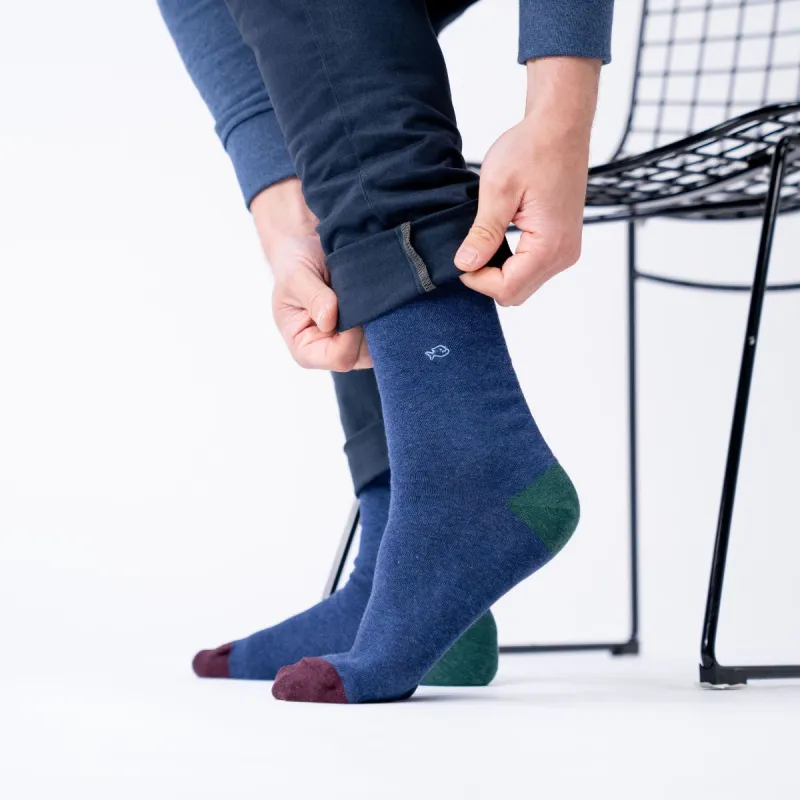 Chaussettes en coton peigné unies - Marine chiné sold by Billybelt