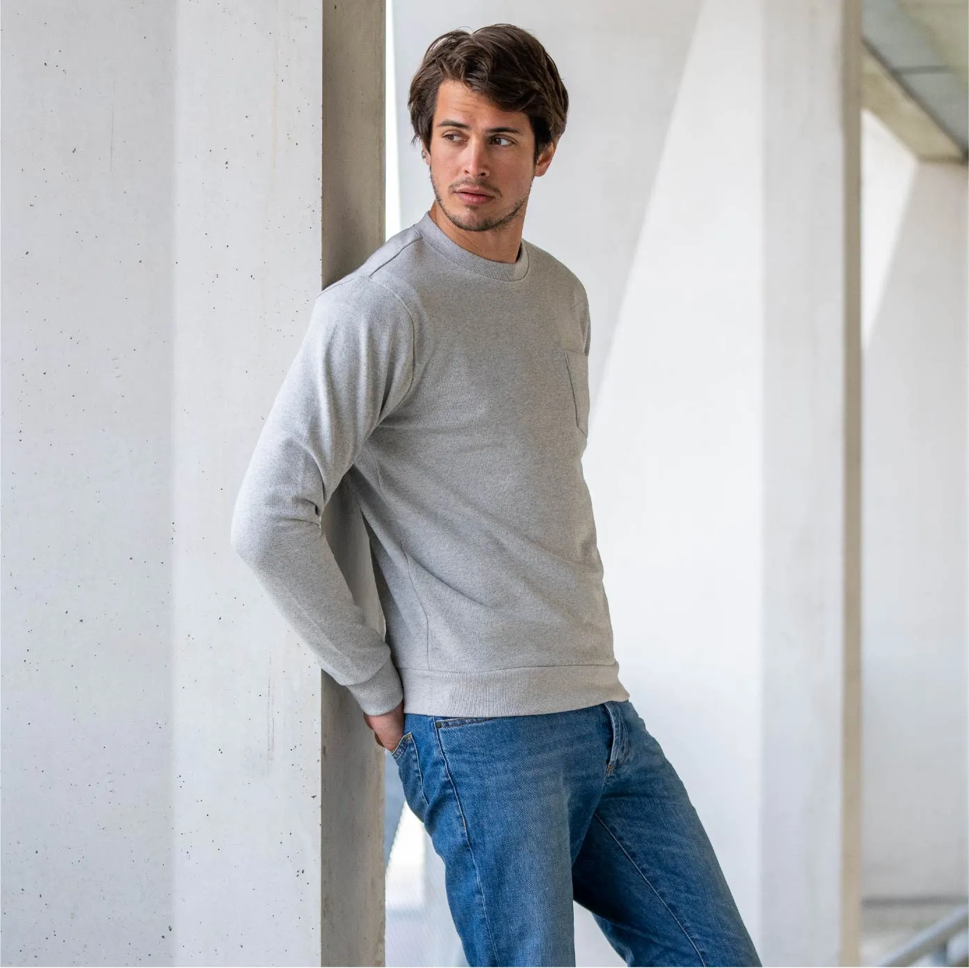 Sweatshirt 100% coton biologique Urban - Gris chiné sold by Billybelt