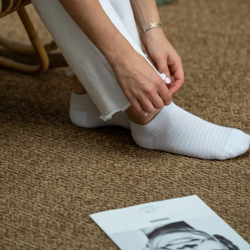 Socquettes pailletées en coton peigné rayées - Blanc, rayé argent sold by Billybelt