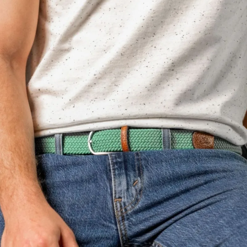 Ceinture tressée élastique unie - Golf Green sold by Billybelt