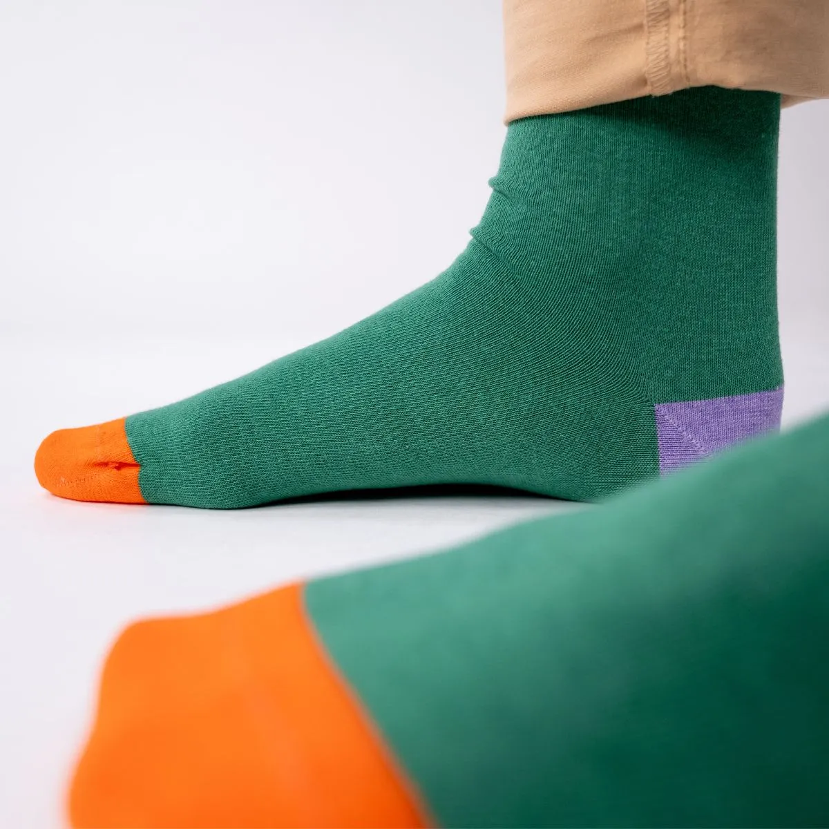 Chaussettes en coton peigné unies - Vert chiné sold by Billybelt product image thumbnail 3