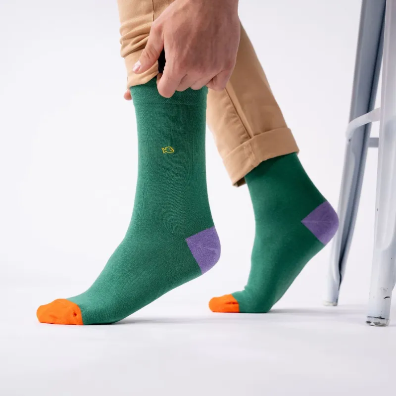 Chaussettes en coton peigné unies - Vert chiné sold by Billybelt