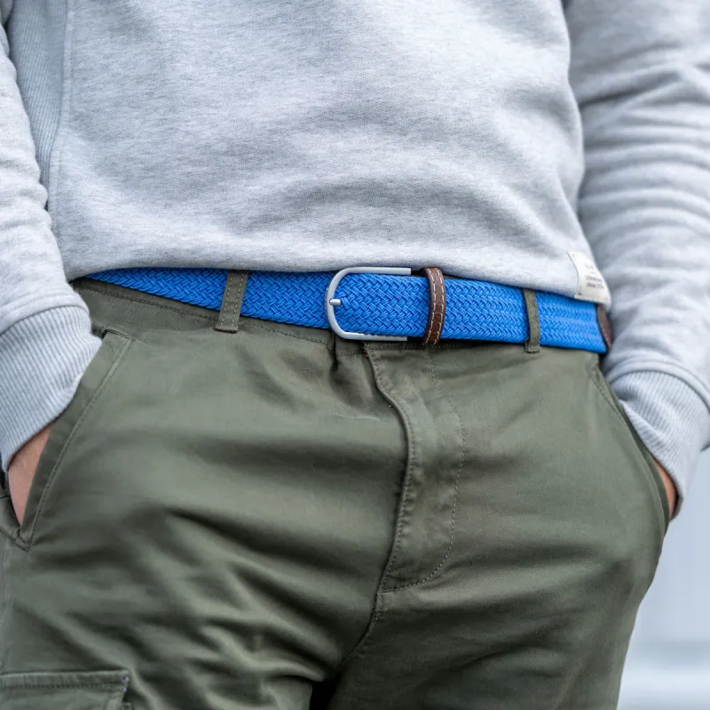 Ceinture tressée élastique unie - Bleuet sold by Billybelt