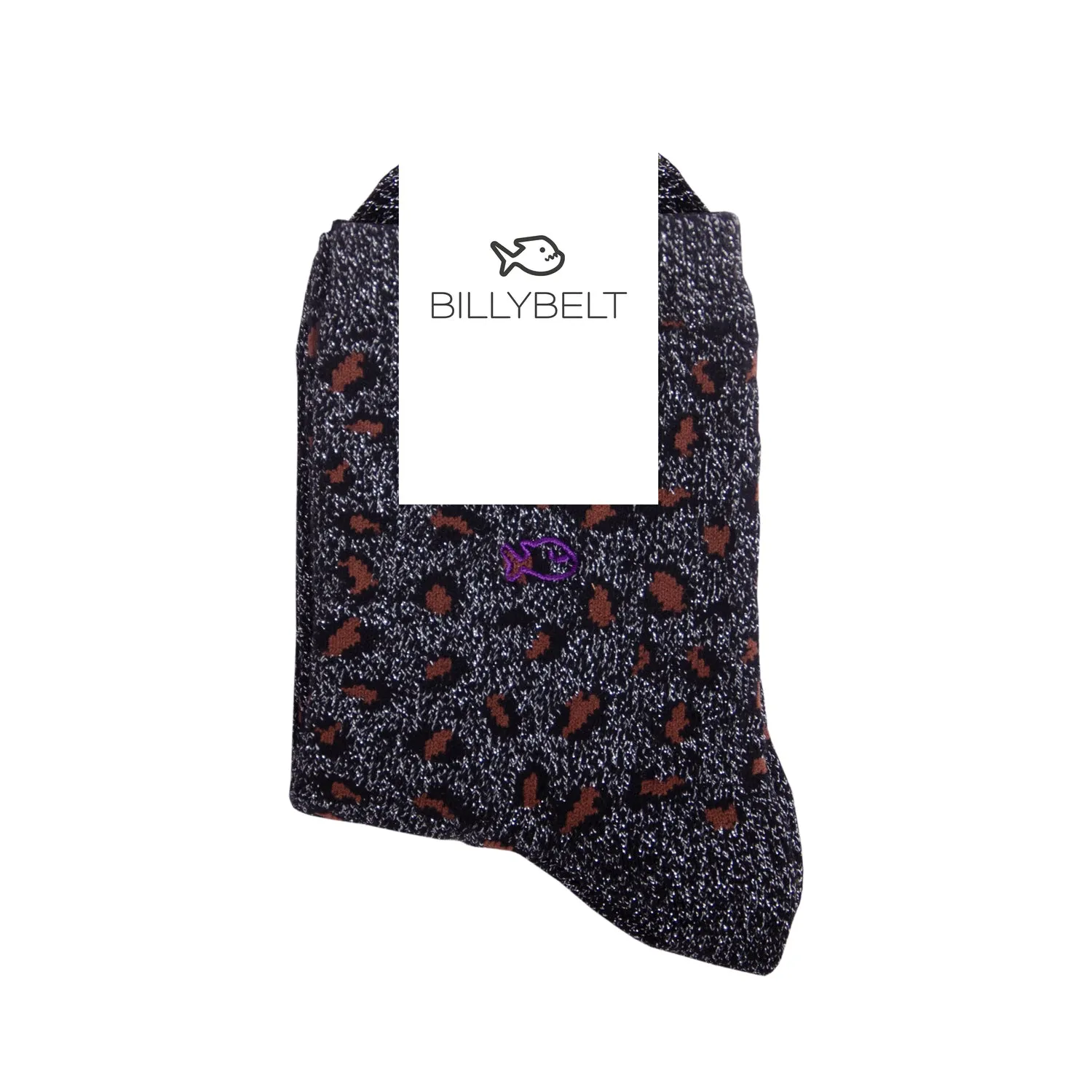 Chaussettes pailletées en coton peigné Léopard - Noir sold by Billybelt product image thumbnail 2