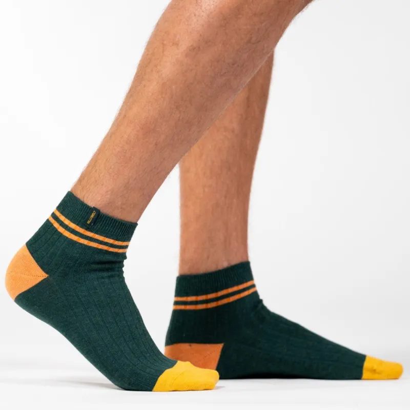 Chaussettes en coton peigné mi-hautes - Vert, rayé orange sold by Billybelt