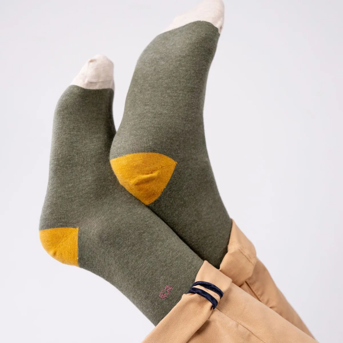 Chaussettes en coton peigné Unies - Kaki chiné sold by Billybelt