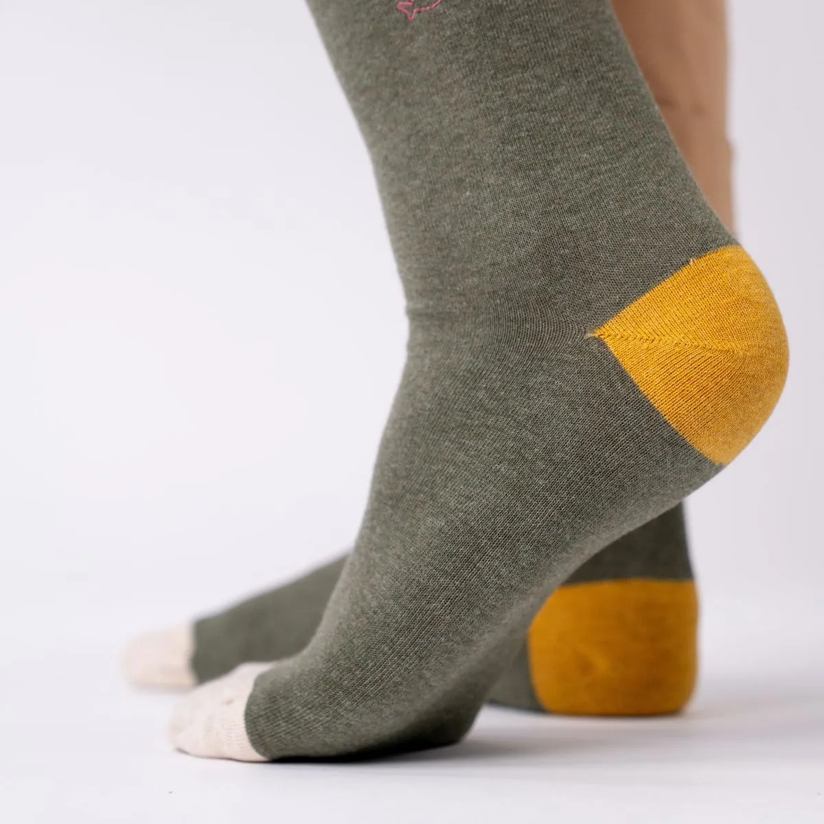 Chaussettes en coton peigné Unies - Kaki chiné sold by Billybelt product image thumbnail 3