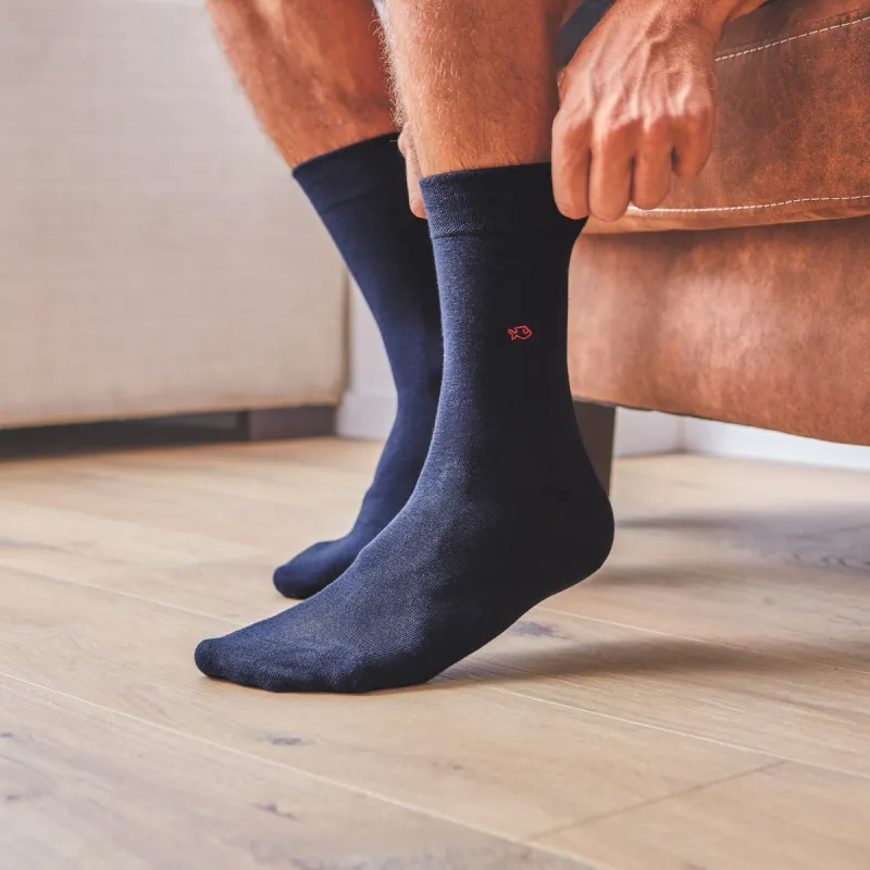 Chaussettes en coton peigné Unies - Bleu marine sold by Billybelt