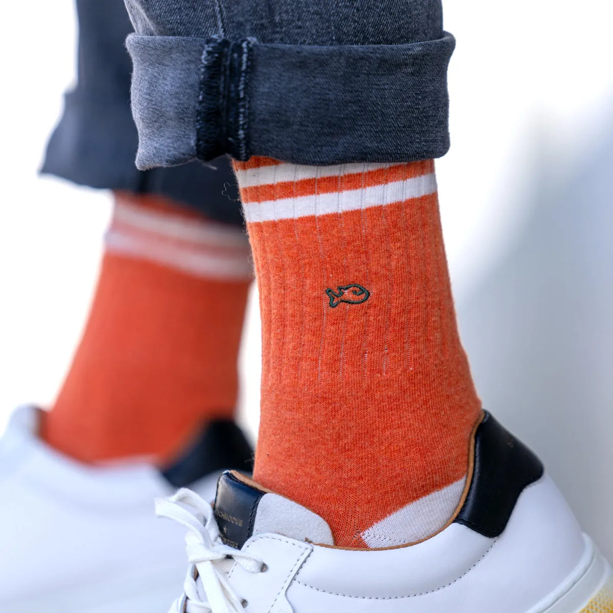 Chaussettes en coton peigné Retro - Orange sold by Billybelt