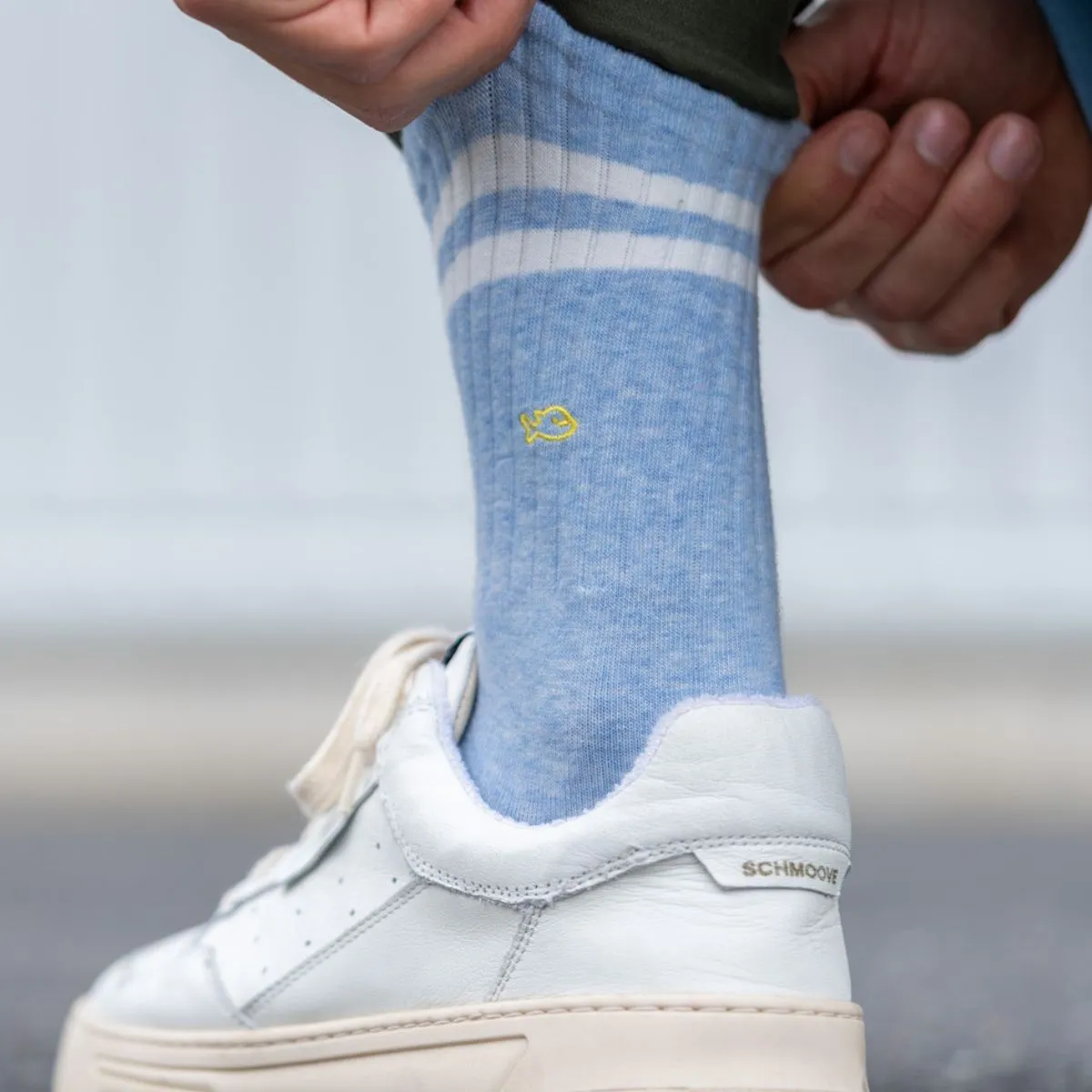 Chaussettes en coton peigné Retro - Bleu clair sold by Billybelt product image thumbnail 3