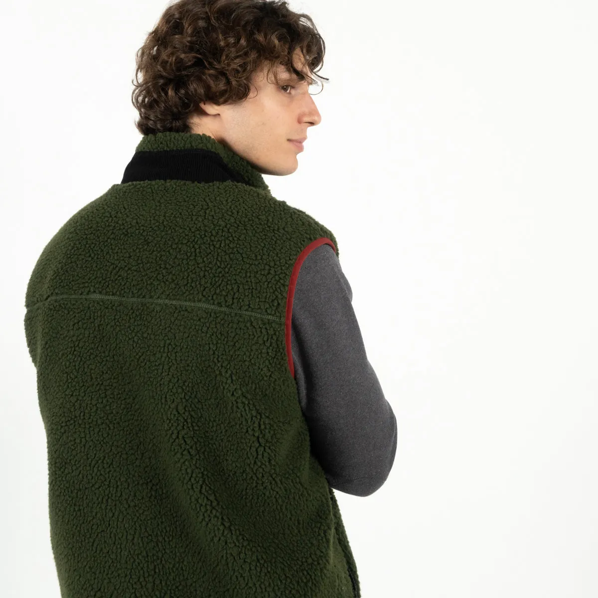 Veste sherpa mixte zippée sans manches Kaki sold by Billybelt product image thumbnail 3