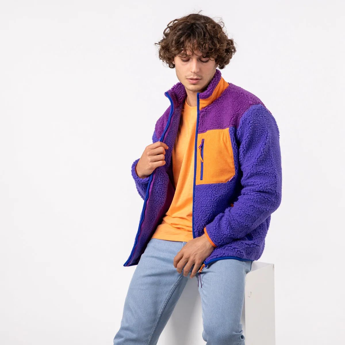 Veste en sherpa mixte zippée - Bubblegum sold by Billybelt