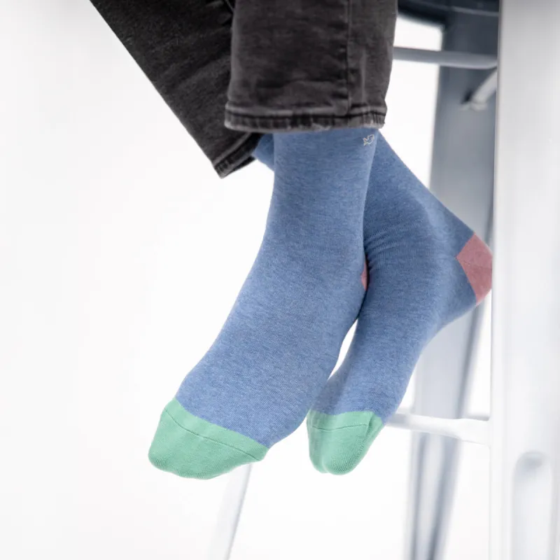Chaussettes en coton peigné Unies - Bleu chiné sold by Billybelt