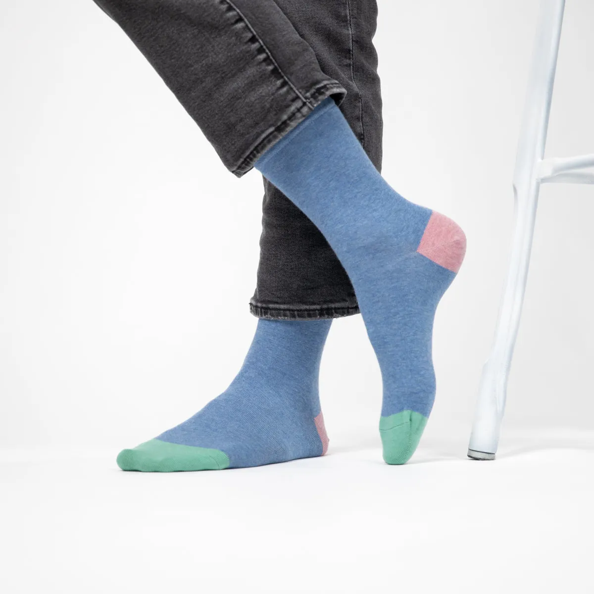 Chaussettes en coton peigné Unies - Bleu chiné sold by Billybelt product image thumbnail 4