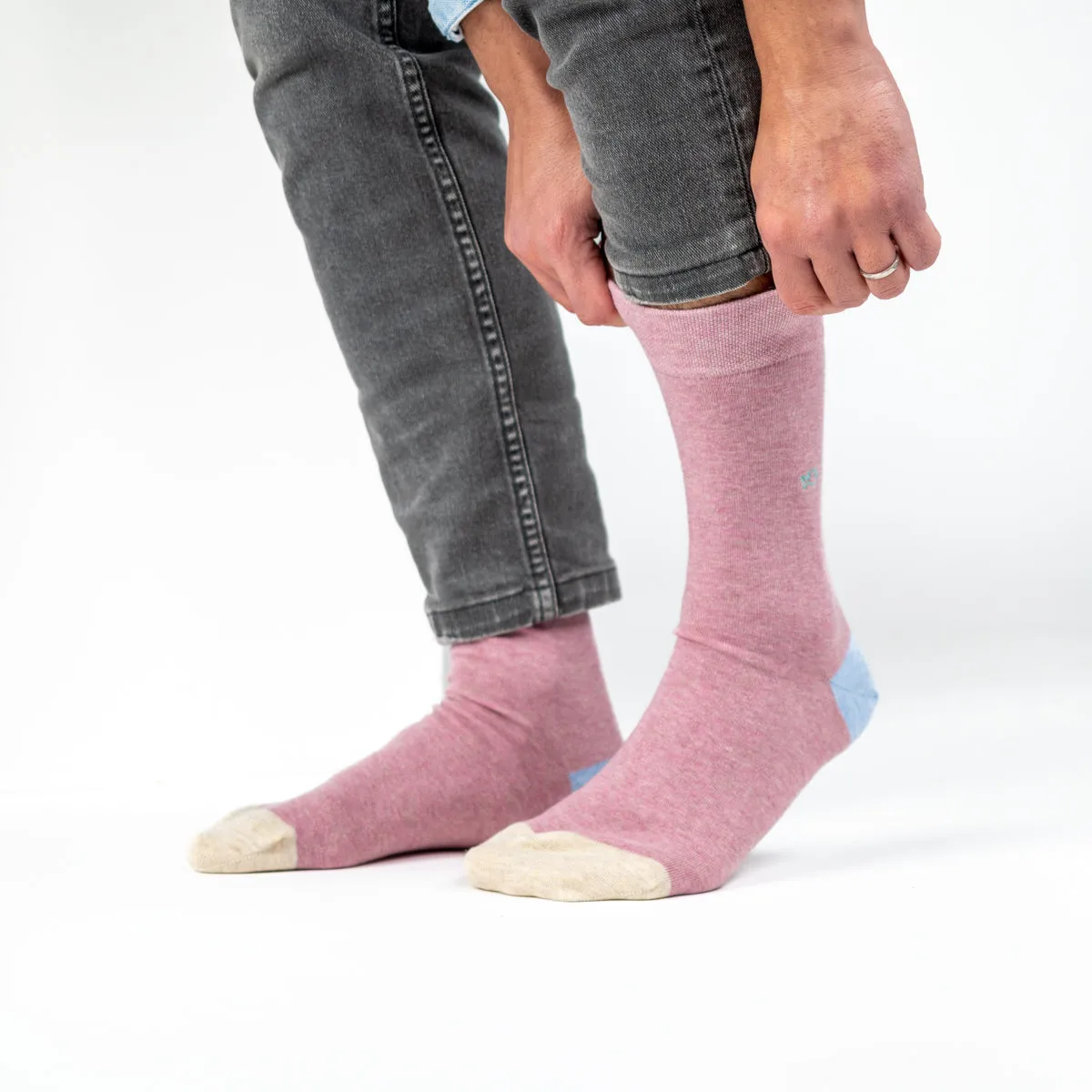 Chaussettes en coton peigné unies - Rose chiné sold by Billybelt product image thumbnail 4