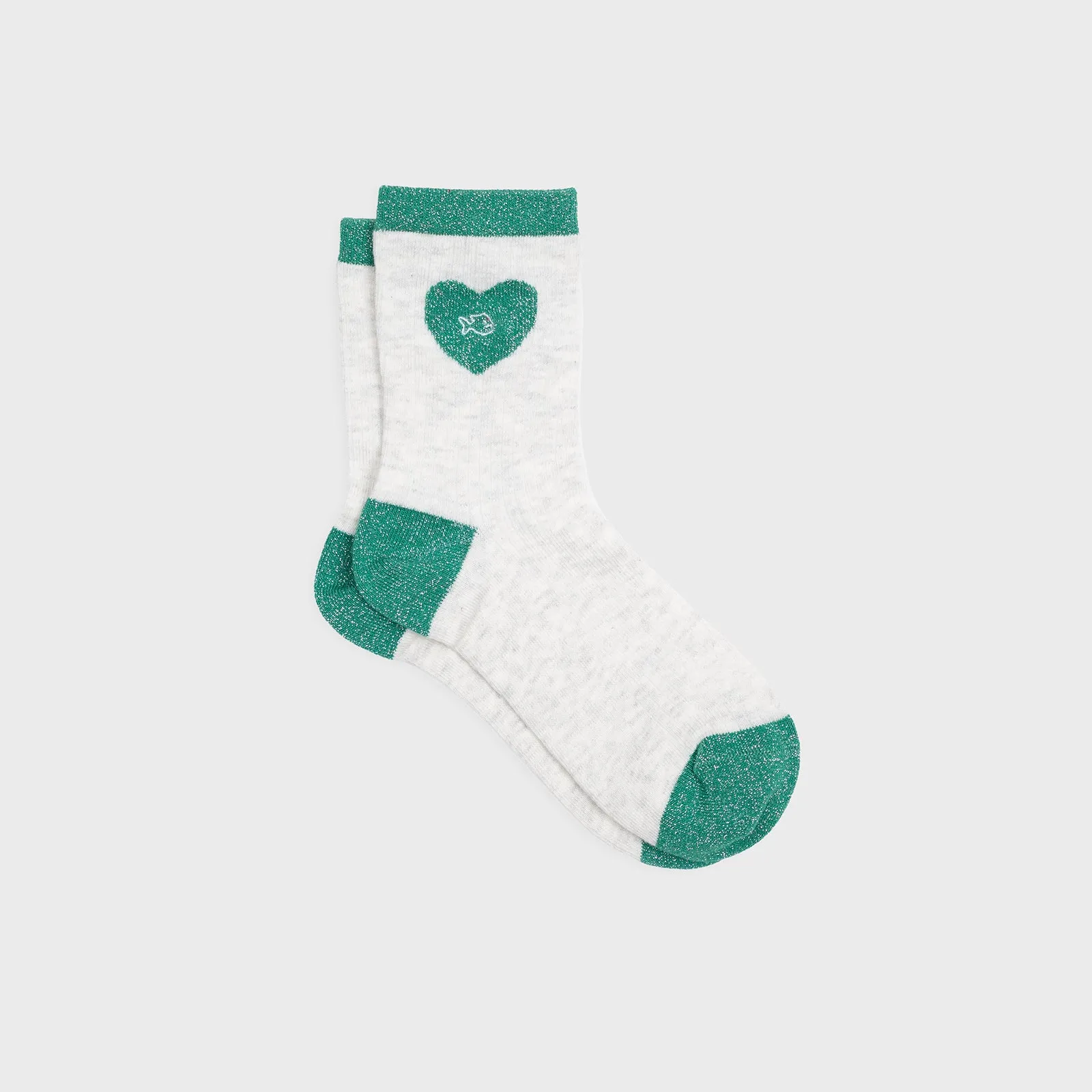 Chaussettes en coton peigné coeur - Blanc et vert sold by Billybelt product image thumbnail 2