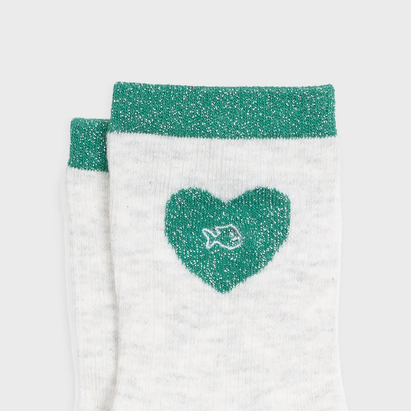 Chaussettes en coton peigné coeur - Blanc et vert sold by Billybelt product image thumbnail 5