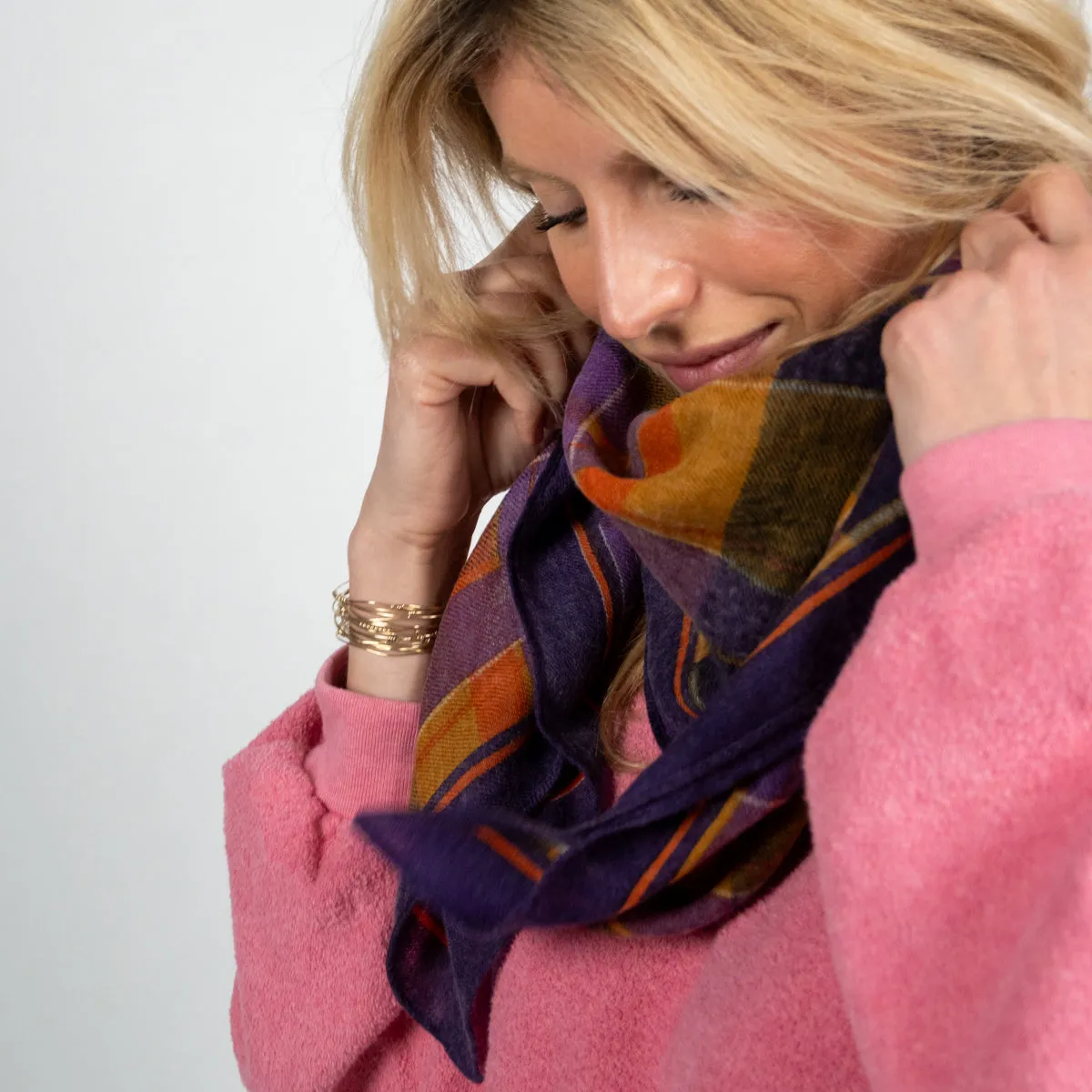 Foulard femme en 100% laine Victoire - Violet et jaune sold by Billybelt