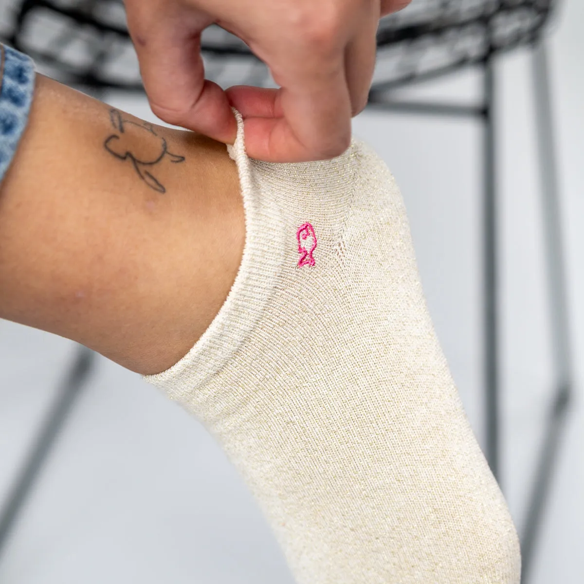 Socquettes pailletées en coton peigné unies - Beige sold by Billybelt product image thumbnail 3