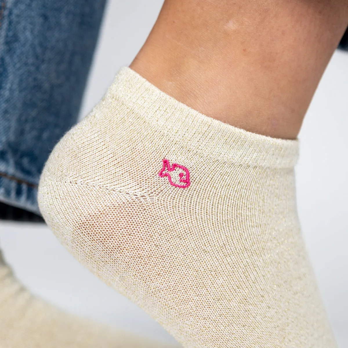 Socquettes pailletées en coton peigné unies - Beige sold by Billybelt product image thumbnail 4