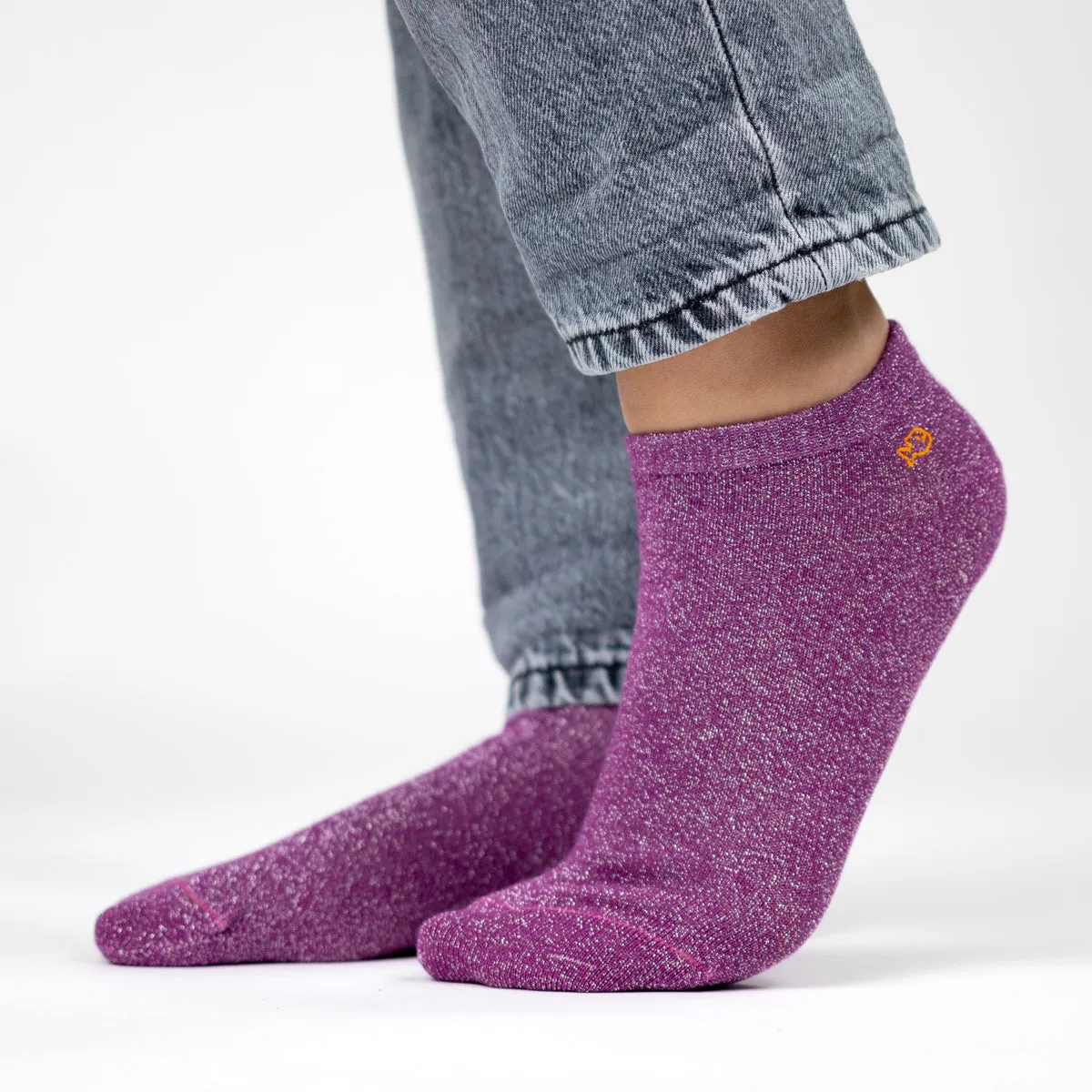 Socquettes pailletées en coton peigné unies - Violet sold by Billybelt product image thumbnail 2