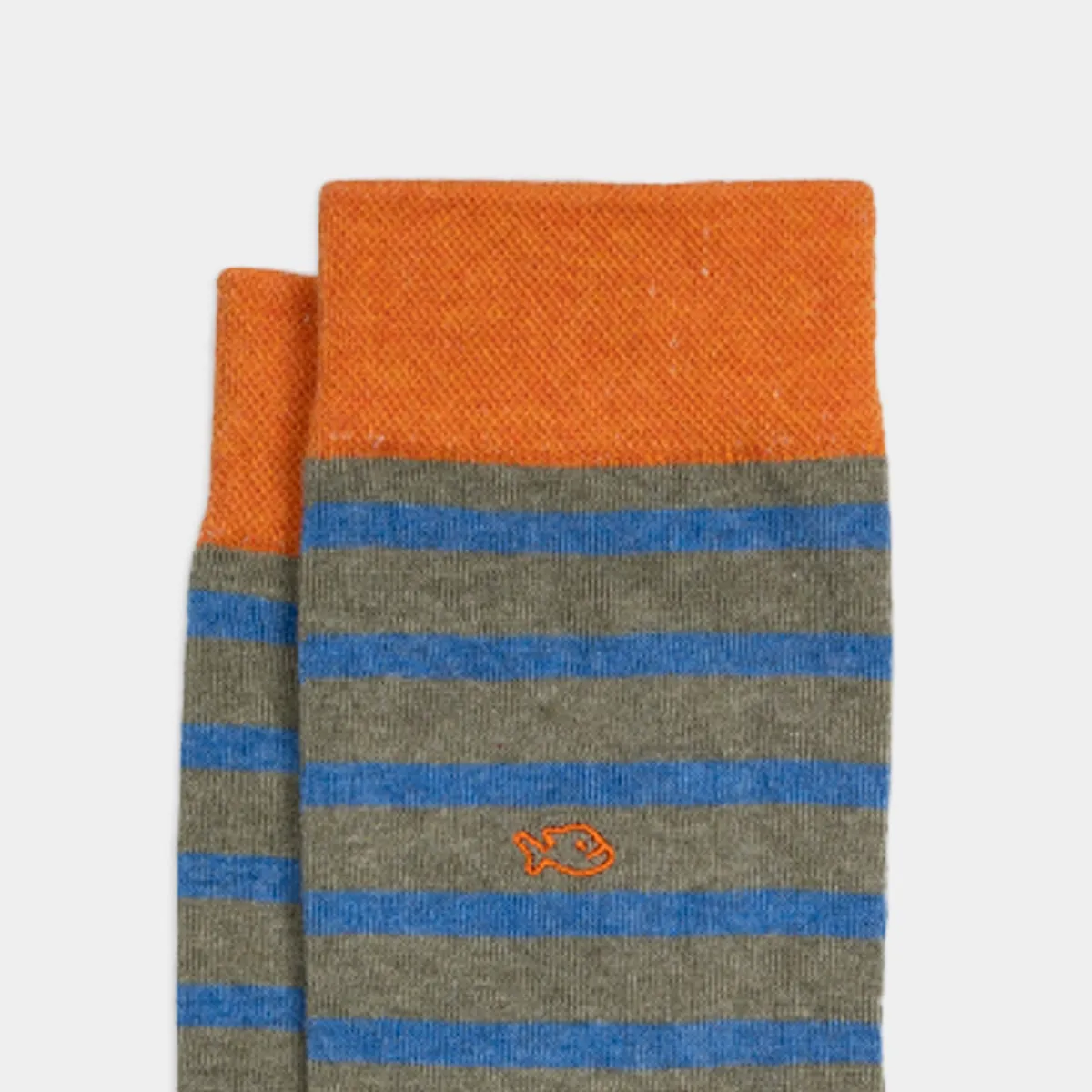 Chaussettes en coton peigné à rayures larges - Kaki, rayé bleu sold by Billybelt product image thumbnail 5