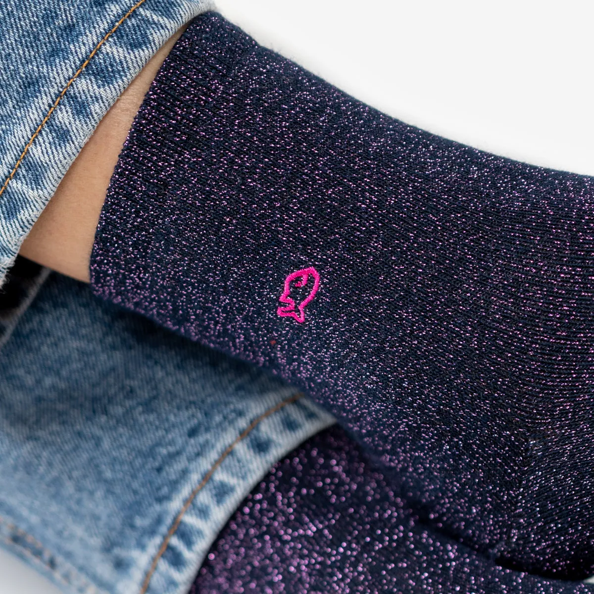 Chaussettes pailletées en coton peigné unies - Marine sold by Billybelt product image thumbnail 3