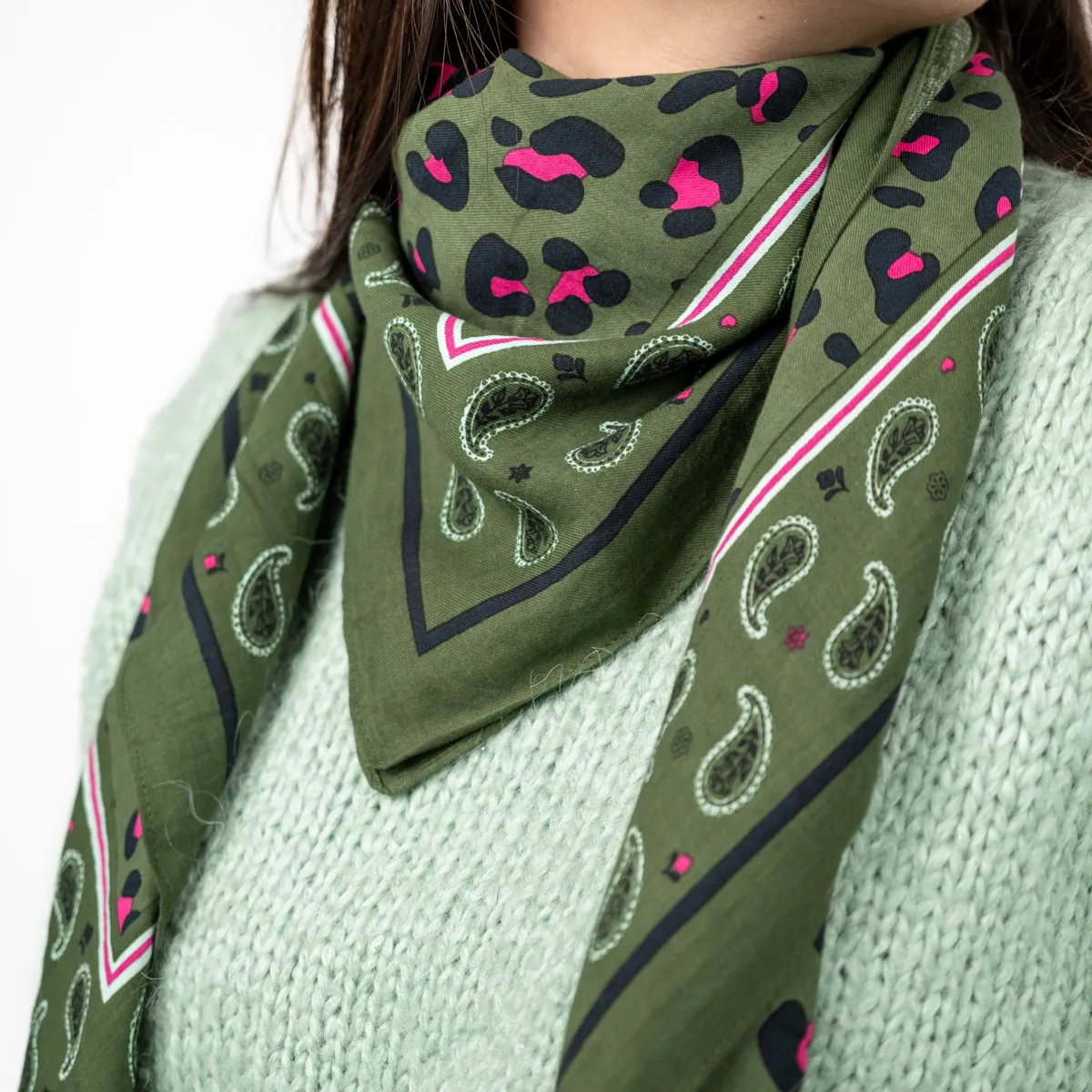 Foulard femme en 100% coton bio Justine - Kaki et violet sold by Billybelt product image thumbnail 4