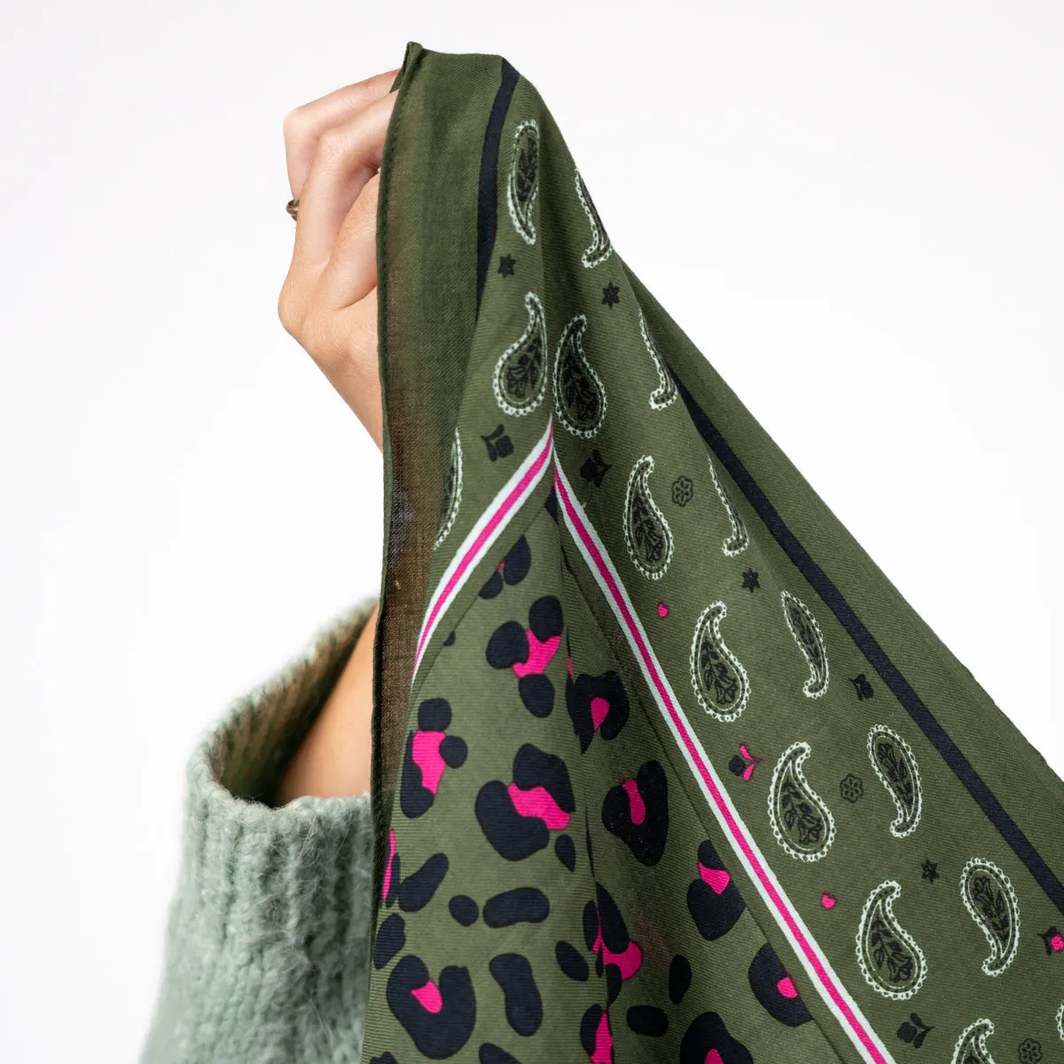 Foulard femme en 100% coton bio Justine - Kaki et violet sold by Billybelt product image thumbnail 5