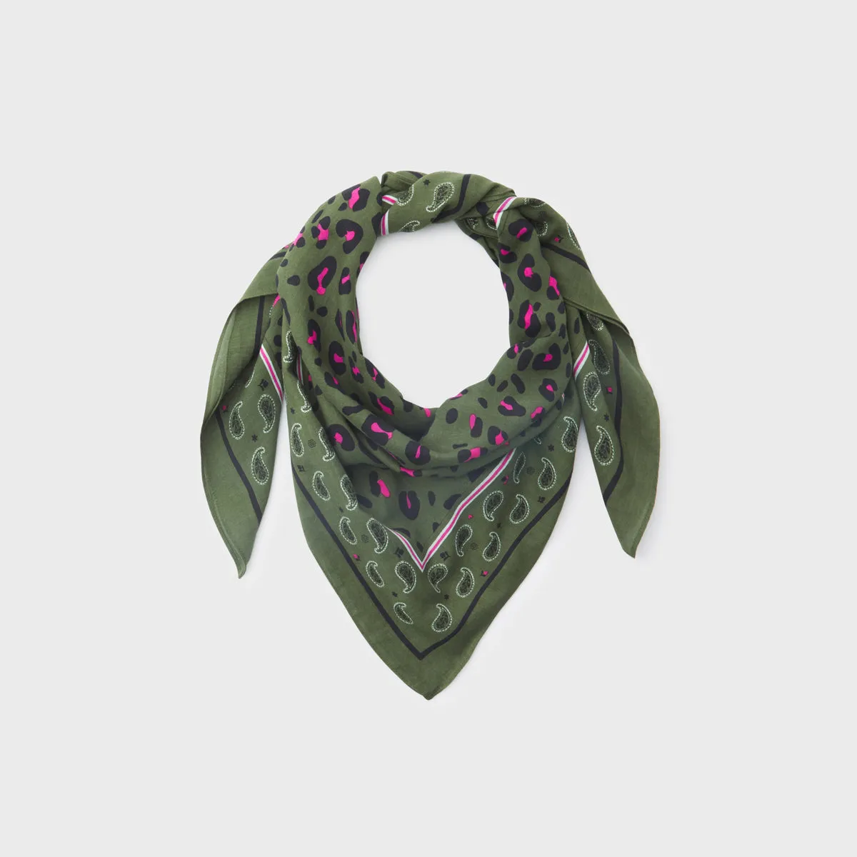 Foulard femme en 100% coton bio Justine - Kaki et violet sold by Billybelt
