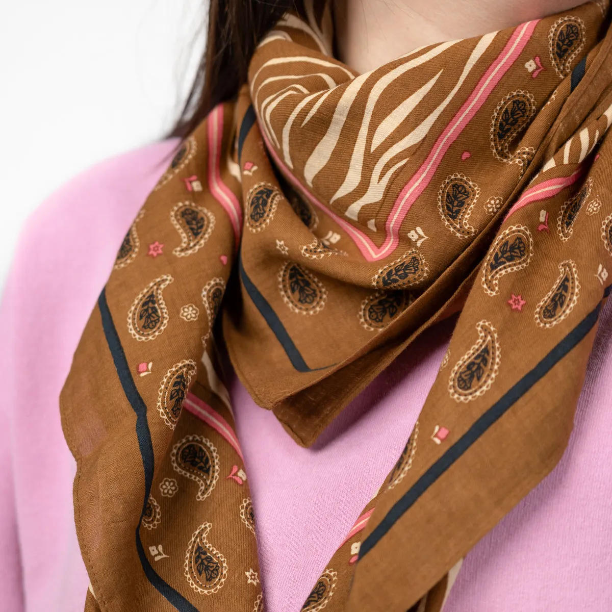 Foulard femme en 100% coton bio Ambre - Marron sold by Billybelt product image thumbnail 5