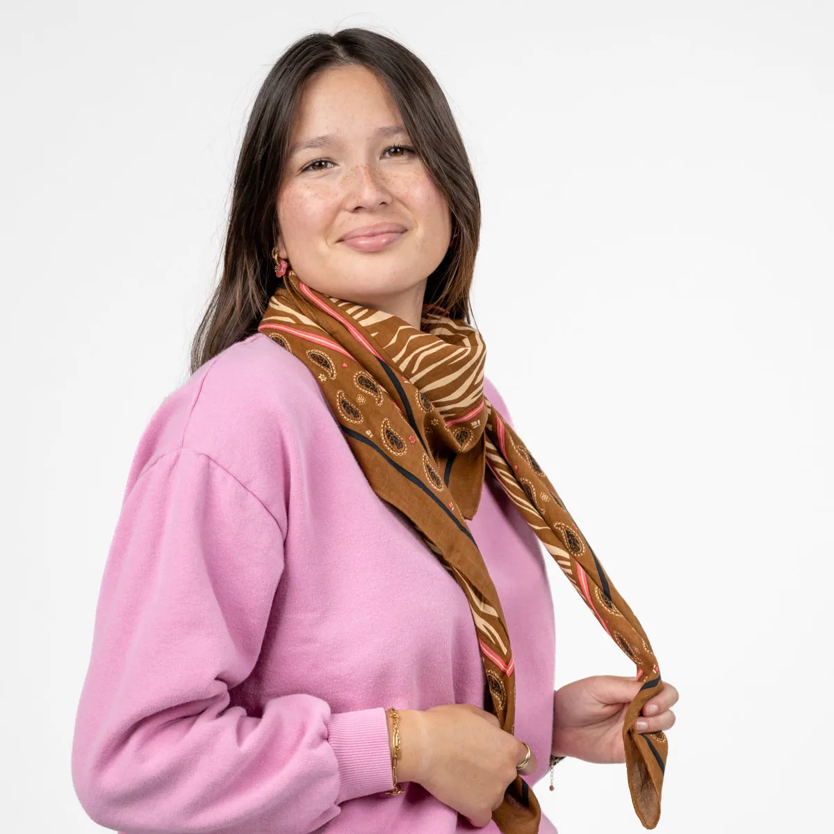 Foulard femme en 100% coton bio Ambre - Marron sold by Billybelt product image thumbnail 2