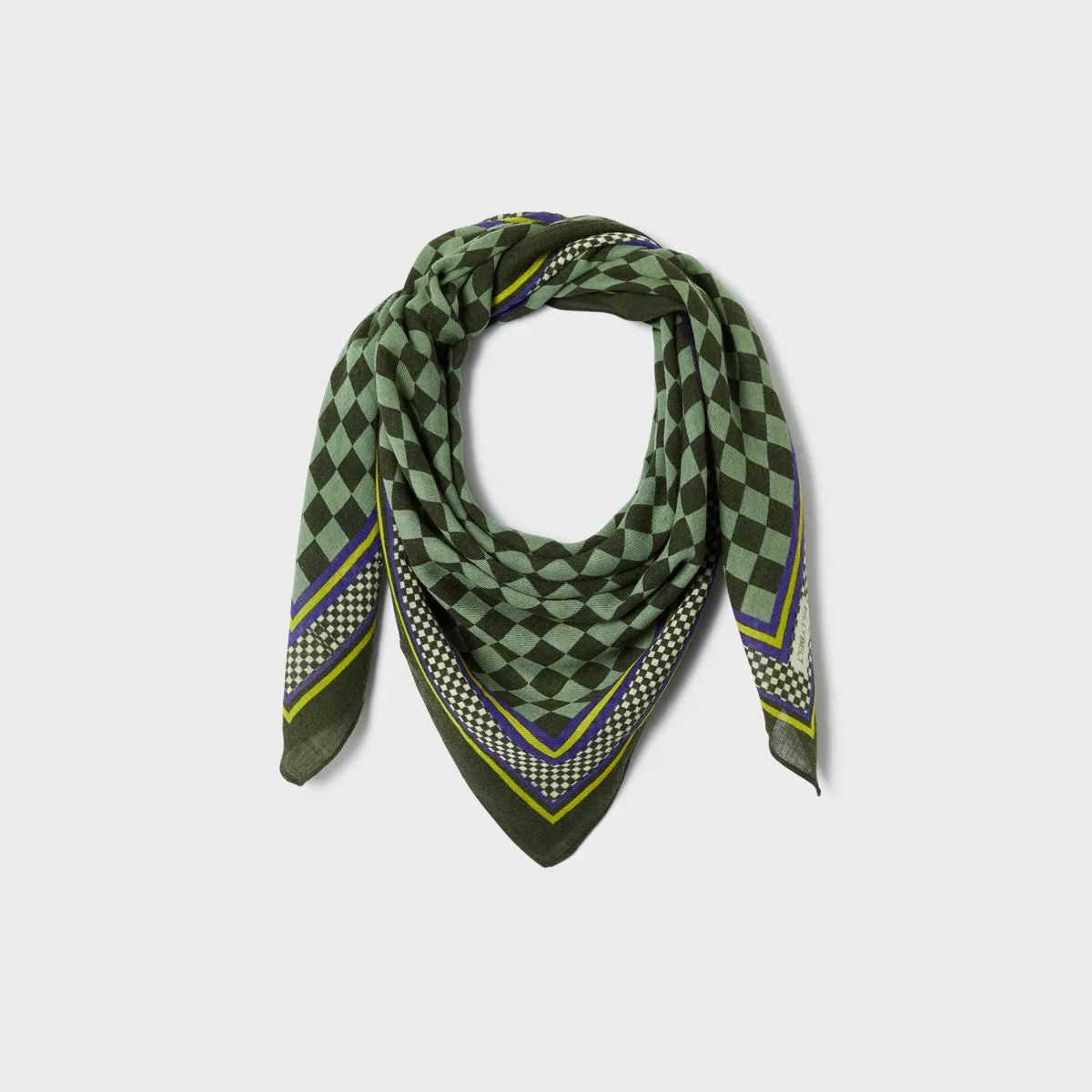 Foulard femme en 100% laine Caroline - Vert et blanc sold by Billybelt