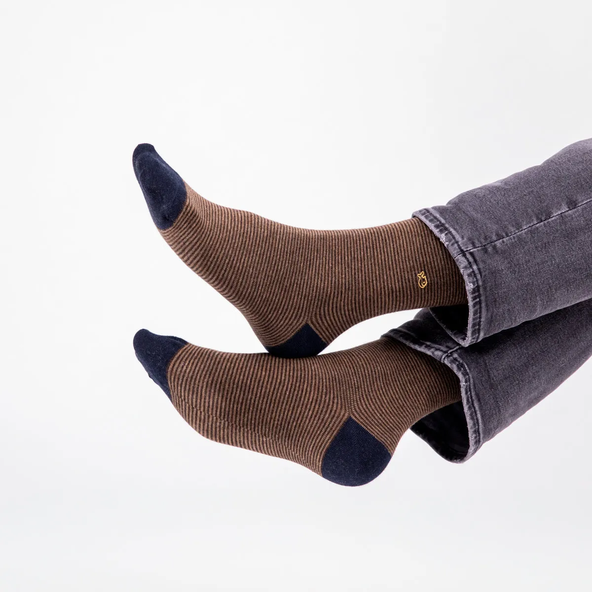 Chaussettes en coton peigné rayées - Hazelnut sold by Billybelt